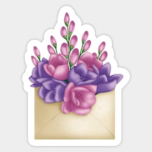 Spring Flowers In Envelope Sticker